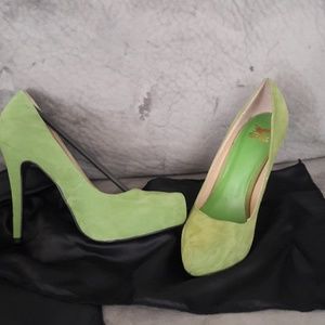 Lime Kiwi Green Suede Heel